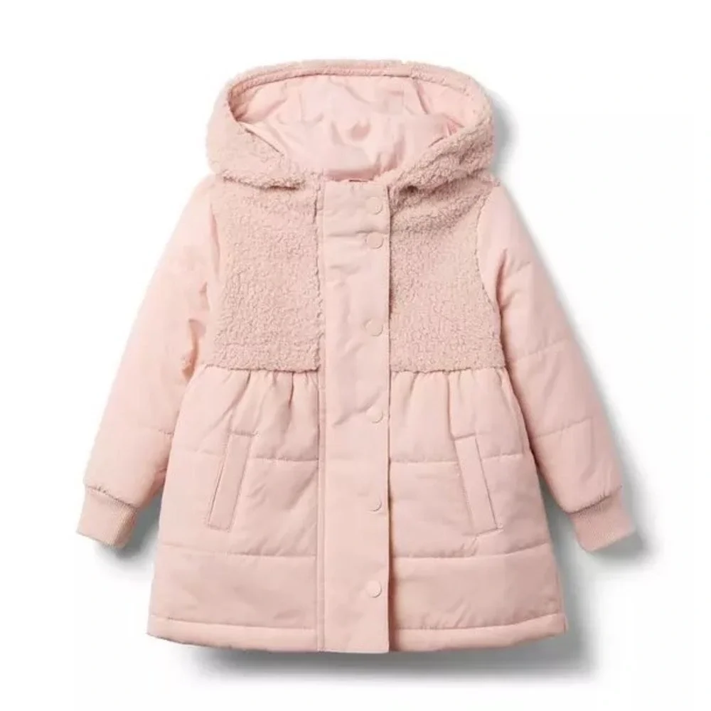 Janie and Jack The Quilted Sherpa Coat in Peach Candy Size 6-12 Months NWT